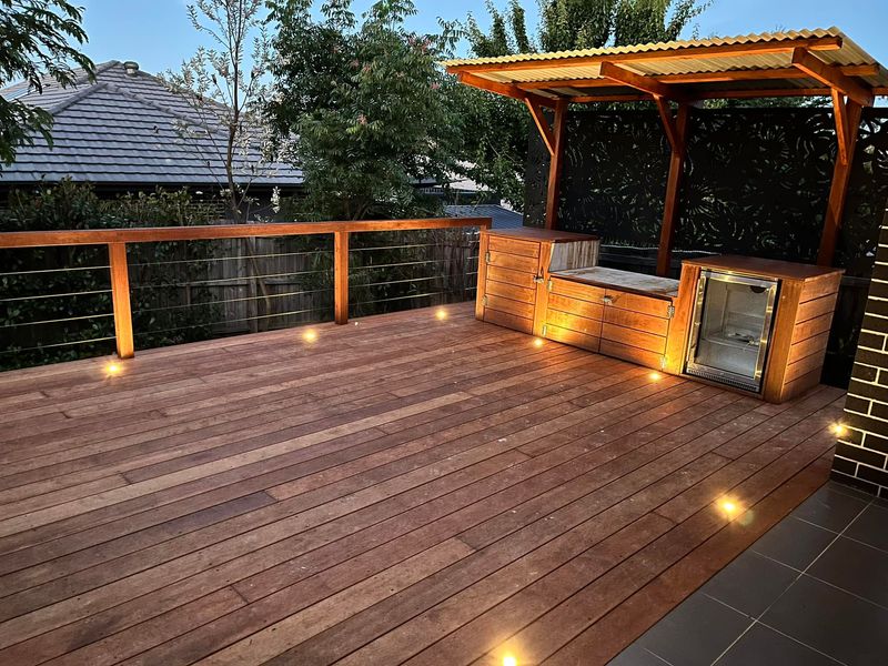 Wooden decking with outdoor bar