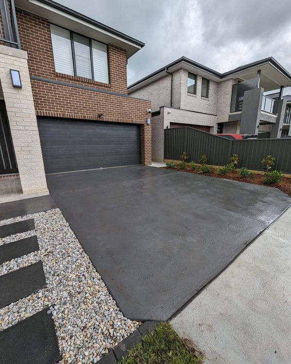 Newly concreted driveway